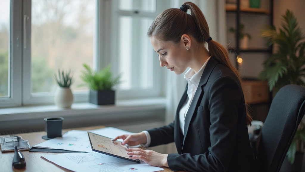 Веб-дизайнер анализирует макеты веб-интерфейсов на планшете, работая над цветовой палитрой и компоновкой элементов