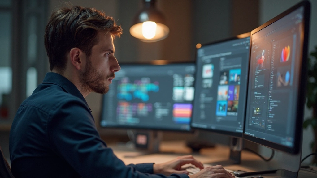 Дизайнер изучает различные цветовые палитры и макеты веб-интерфейсов, работая над улучшением пользовательского опыта