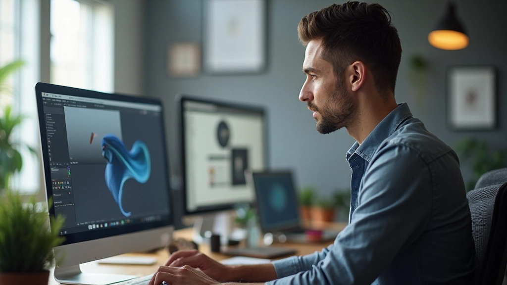 Современное рабочее место дизайнера с несколькими мониторами и графическим оборудованием