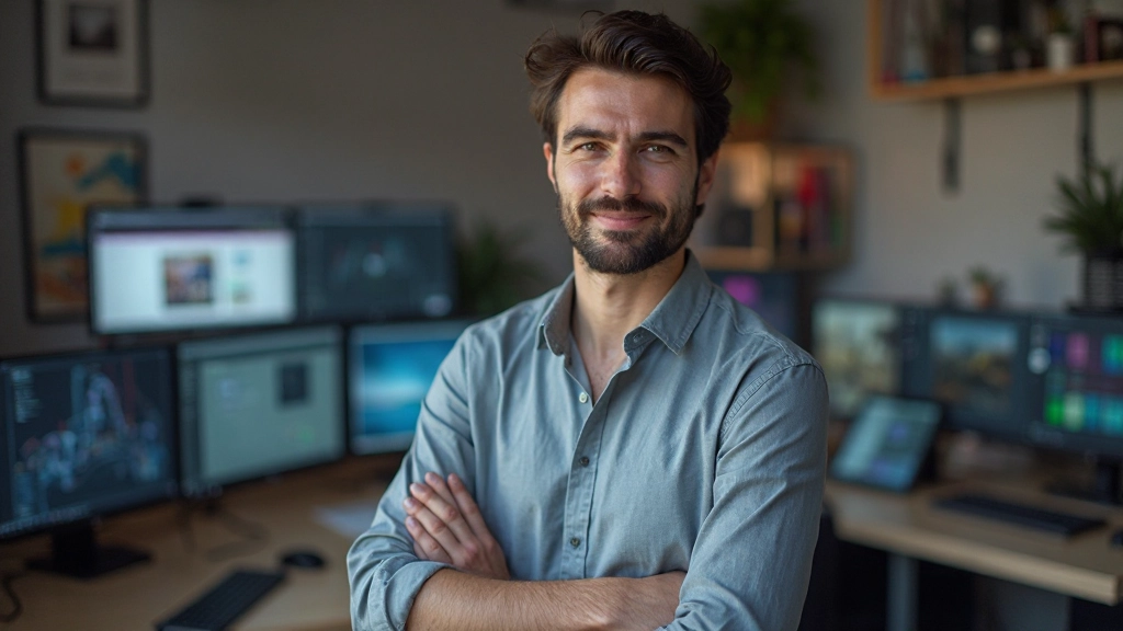 UX дизайнер работает с цифровыми макетами в Figma, создает прототип интерфейса на компьютере